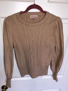 Philosophy Tan Cable Knit Crewneck Sweater